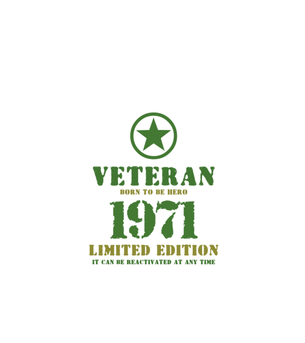 VETERAN, BORN TO BE HERO, SZÜLETÉSNAPI ÉVSZÁM FELIRATTAL 1971 minta fehér pólón