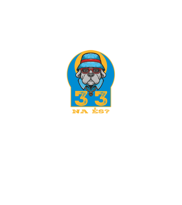 na és 33 éves születésnap, cool kutya sapkában minta királykék pólón