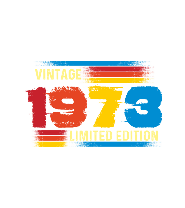 vintage ÉVSZÁM, LIMITED EDITION, RETRO SZÜLETÉSNAP, 1973 minta fehér pólón