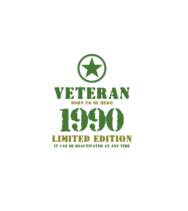 VETERAN, BORN TO BE HERO, SZÜLETÉSNAPI ÉVSZÁM FELIRATTAL 1990 minta szürke pólón