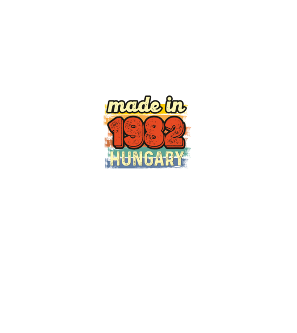 made in hungary felirat, retro évszám, grunge stílus, 1982 minta királykék pólón