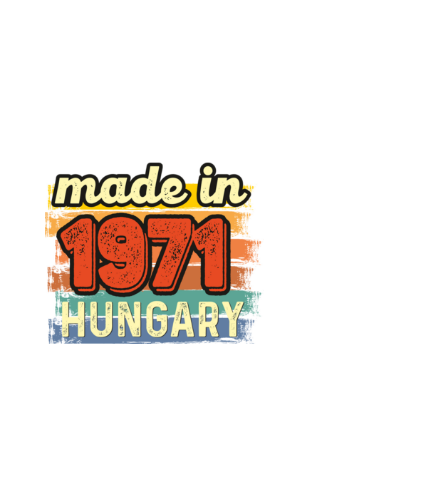 made in hungary felirat, retro évszám, grunge stílus, 1971 minta fekete pólón