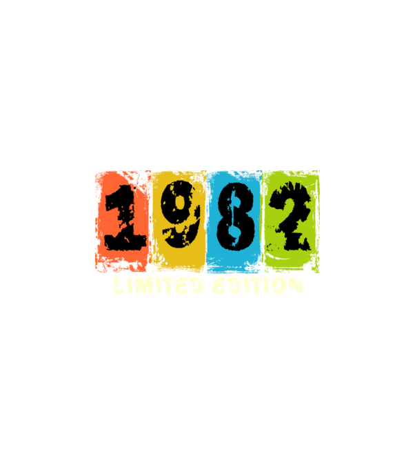 grunge évszám, limited edition felirattal, születésnapi dátum, 1982 minta fehér pólón