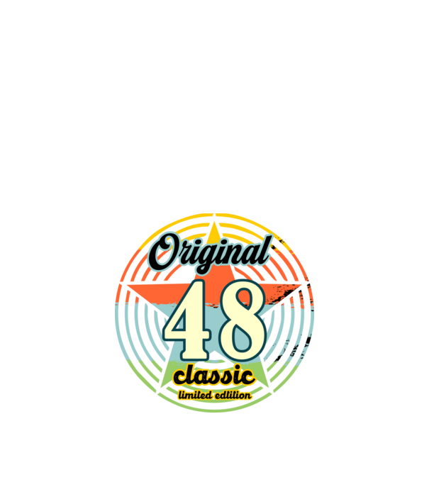 original classic, limited edition, születésnapi embléma, 48 éves minta fekete pólón
