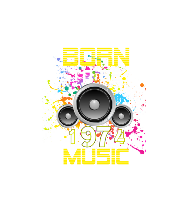 born to be music 1974-ben született minta fehér pólón