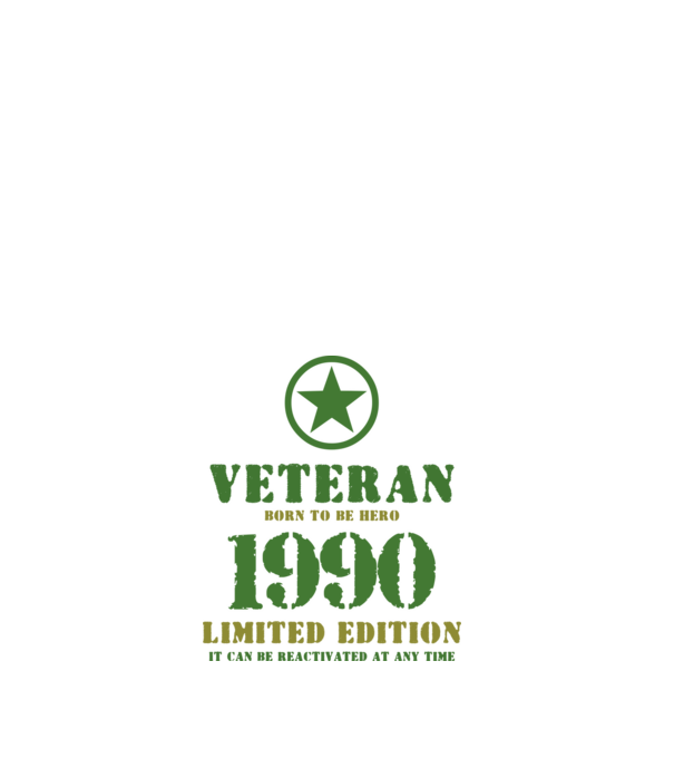 VETERAN, BORN TO BE HERO, SZÜLETÉSNAPI ÉVSZÁM FELIRATTAL 1990 minta fehér pólón