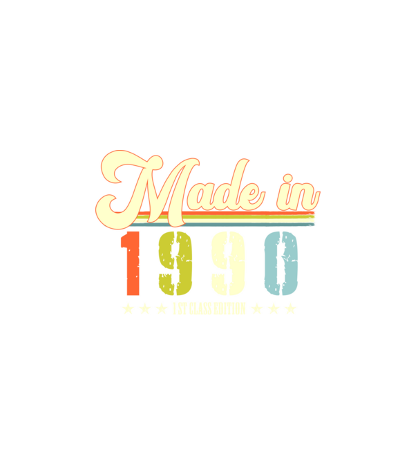 made in 1990, 1st class edition, születésnap, 1990-ben készült minta fehér pólón