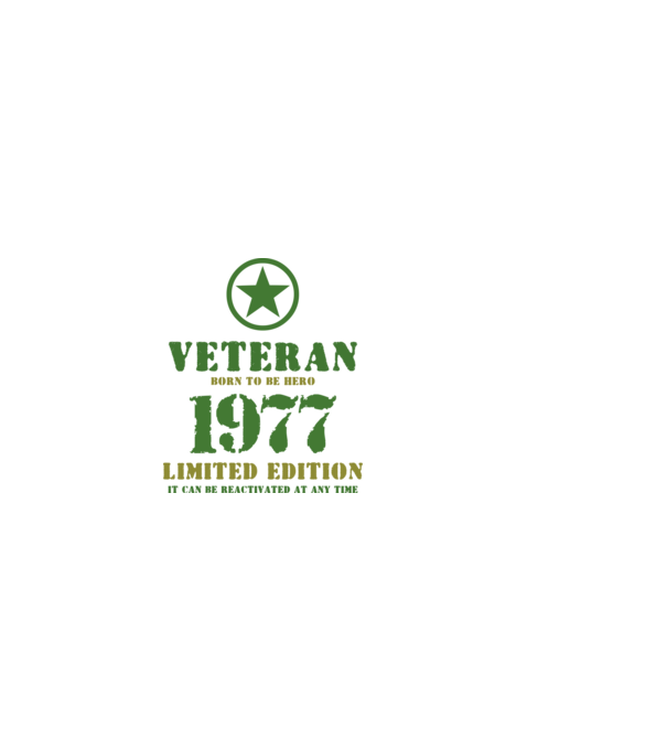 VETERAN, BORN TO BE HERO, SZÜLETÉSNAPI ÉVSZÁM FELIRATTAL 1977 minta fekete pólón