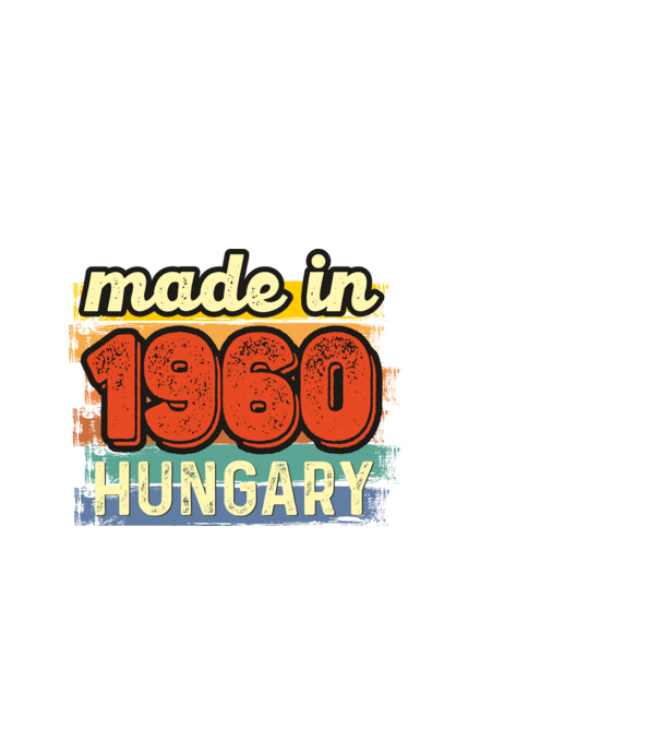made in hungary felirat, retro évszám, grunge stílus, 1960 minta fekete pólón