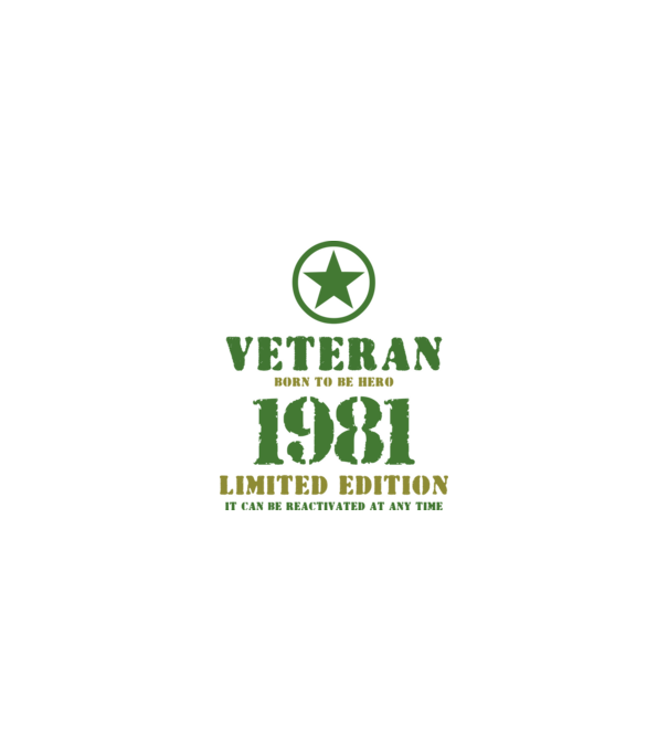 VETERAN, BORN TO BE HERO, SZÜLETÉSNAPI ÉVSZÁM FELIRATTAL 1981 minta homokszín pólón