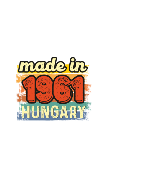 made in hungary felirat, retro évszám, grunge stílus, 1961 minta fekete pólón
