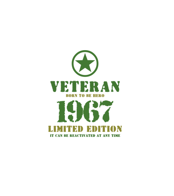 VETERAN, BORN TO BE HERO, SZÜLETÉSNAPI ÉVSZÁM FELIRATTAL 1967 minta szürke pólón