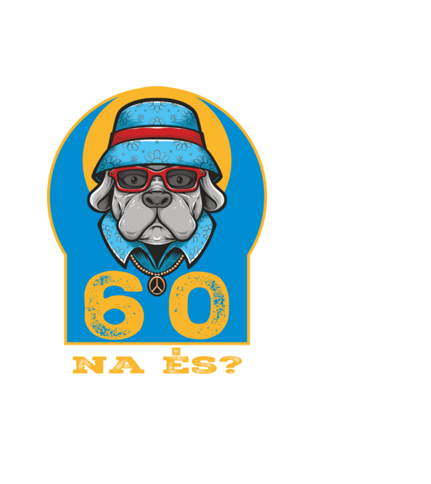 na és 60 éves születésnap, cool kutya sapkában minta fekete pólón