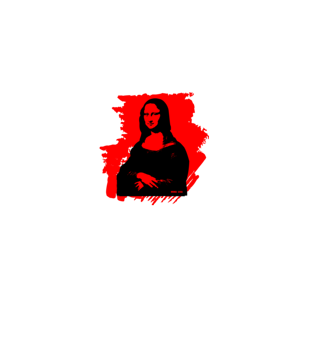mona lisa, grunge, graffiti portré piros minta fekete pólón