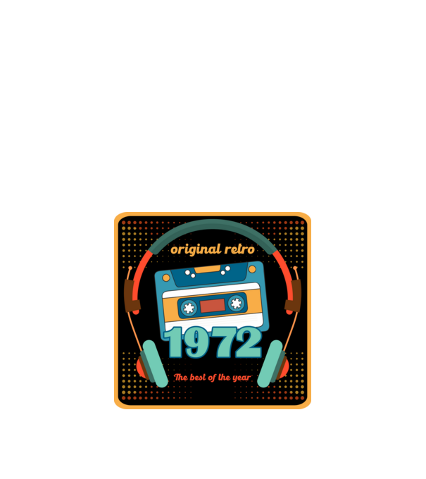 original retro audió kazetta, füles, régi magnókazetta évszámmal. 1972 minta fekete pólón