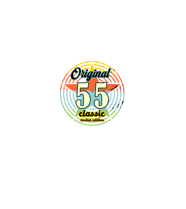 original classic, limited edition, születésnapi embléma, 55 éves minta fekete pólón