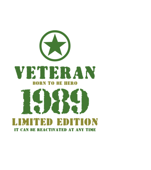 VETERAN, BORN TO BE HERO, SZÜLETÉSNAPI ÉVSZÁM FELIRATTAL 1989 minta világoskék pólón