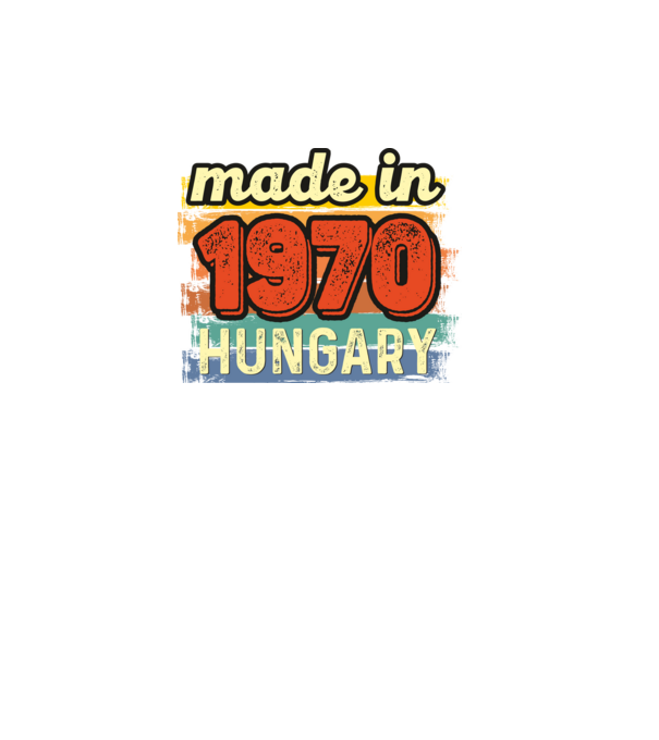 made in hungary felirat, retro évszám, grunge stílus, 1970 minta fekete pólón