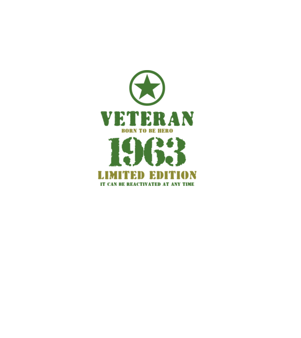 VETERAN, BORN TO BE HERO, SZÜLETÉSNAPI ÉVSZÁM FELIRATTAL 1963 minta fehér pólón