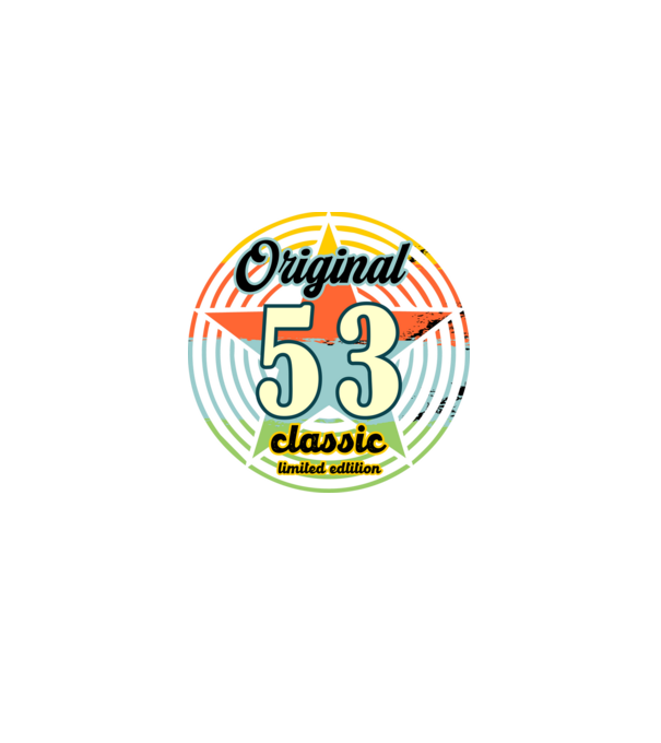 original classic, limited edition, születésnapi embléma, 53 éves minta fekete pólón