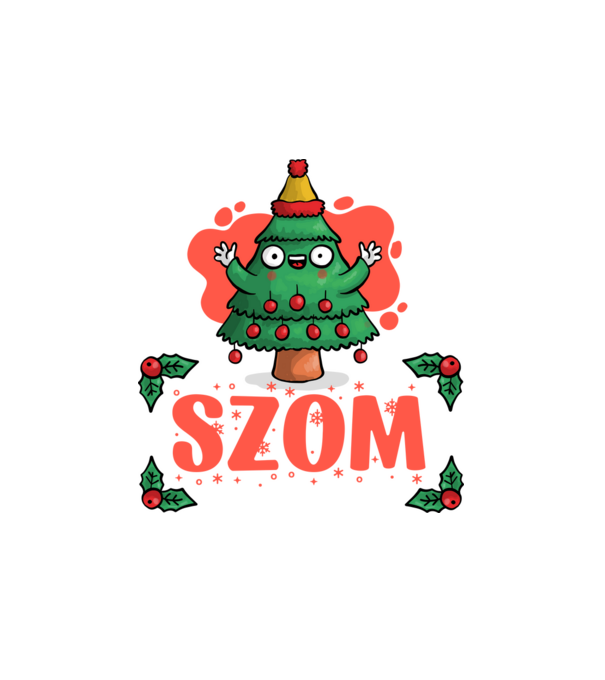 fa szom karácsonyfa minta fehér pólón