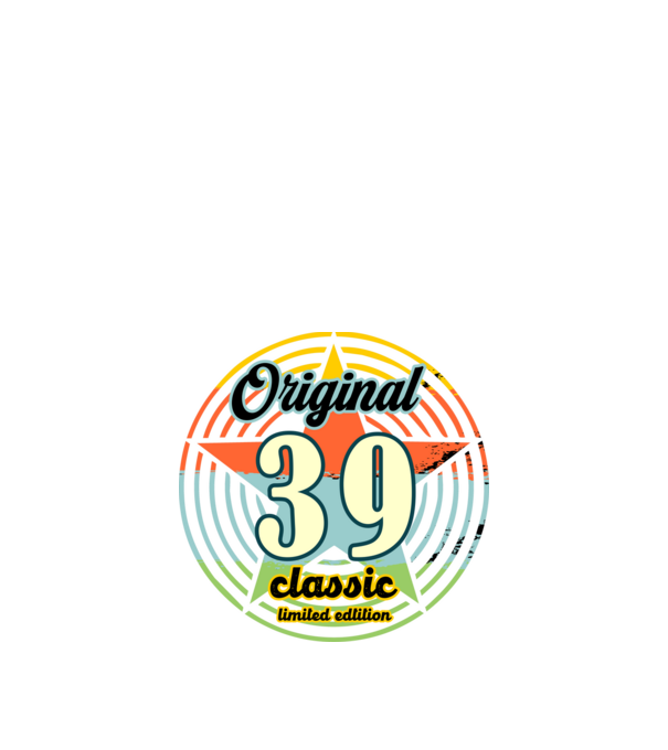 original classic, limited edition, születésnapi embléma, 39 éves minta fekete pólón