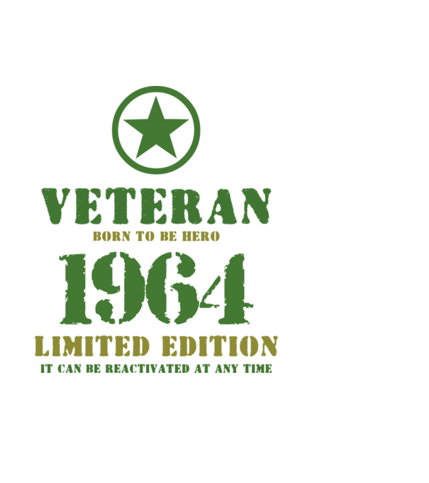 VETERAN, BORN TO BE HERO, SZÜLETÉSNAPI ÉVSZÁM FELIRATTAL 1964 minta világoskék pólón