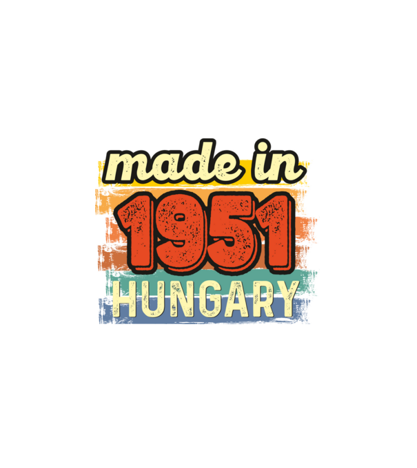 made in hungary felirat, retro évszám, grunge stílus, 1951 minta fehér pólón