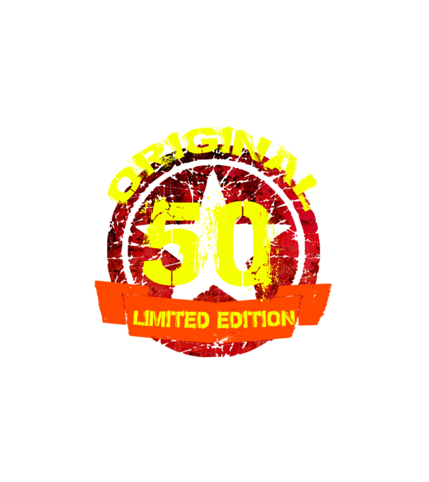 original limited edition 50 éves, születésnap minta fehér pólón