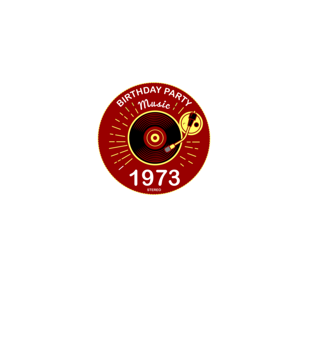 BIRTHDAY PARTY MUSIC, BAKELIT LEMEZJÁTSZÓ 1973 STEREO minta fekete pólón
