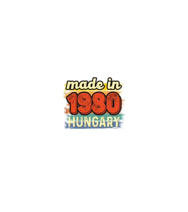 made in hungary felirat, retro évszám, grunge stílus, 1980 minta fekete pólón