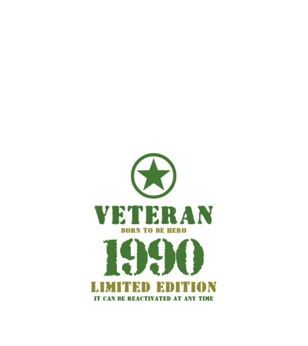 VETERAN, BORN TO BE HERO, SZÜLETÉSNAPI ÉVSZÁM FELIRATTAL 1990 minta fehér pólón