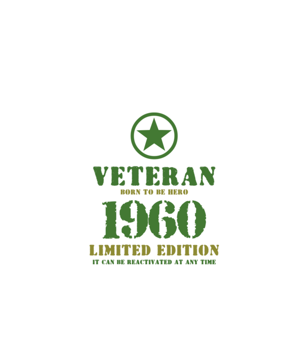 VETERAN, BORN TO BE HERO, SZÜLETÉSNAPI ÉVSZÁM FELIRATTAL 1960 minta fekete pólón
