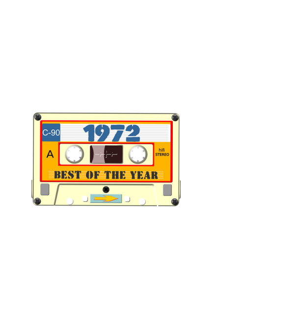 retro születésnapi audio kazetta, magnókazetta, best of the year 1972 minta fehér pólón
