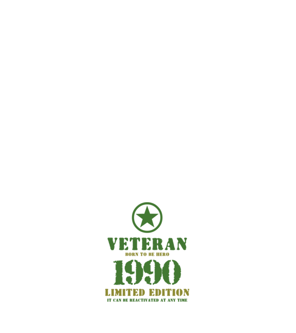 VETERAN, BORN TO BE HERO, SZÜLETÉSNAPI ÉVSZÁM FELIRATTAL 1990 minta fehér pólón