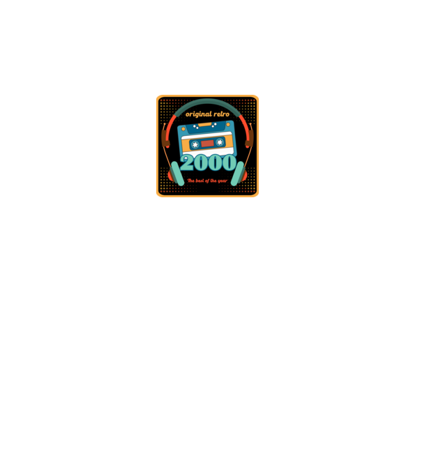 original retro audió kazetta, füles, régi magnókazetta évszámmal. 2000 minta fehér pólón