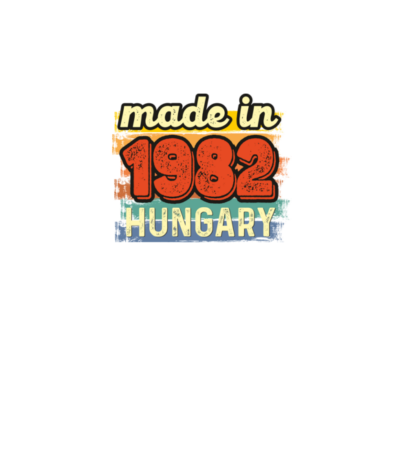 made in hungary felirat, retro évszám, grunge stílus, 1982 minta fekete pólón