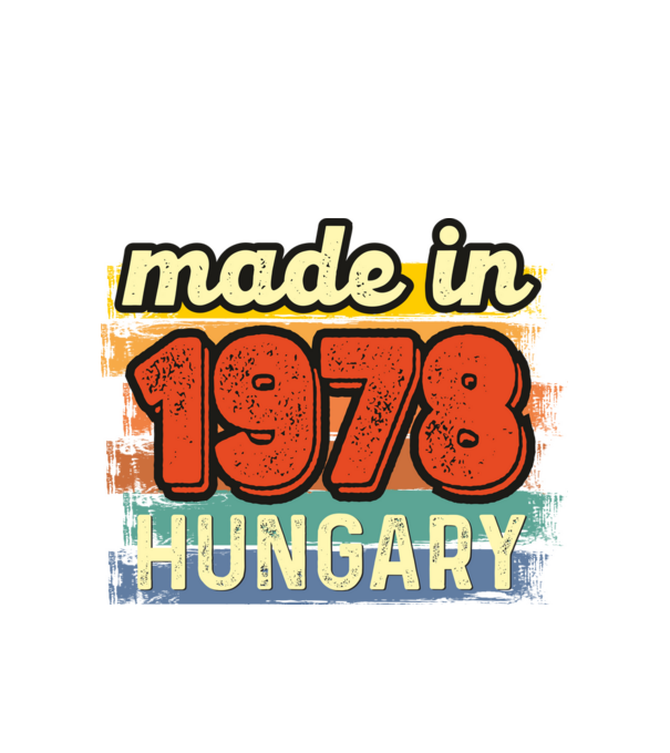 made in hungary felirat, retro évszám, grunge stílus, 1978 minta fehér pólón