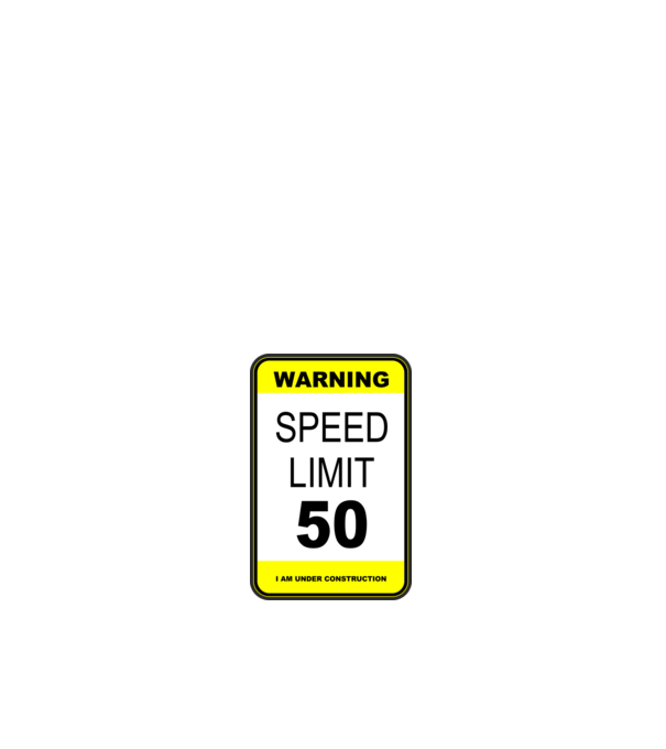 warning speed limit 50 , under construction minta fehér pólón