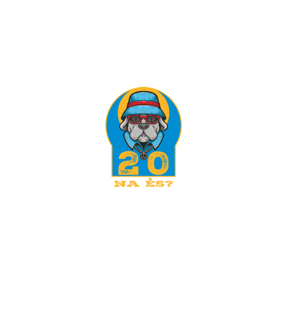 na és 20 éves születésnap, cool kutya sapkában minta fekete pólón