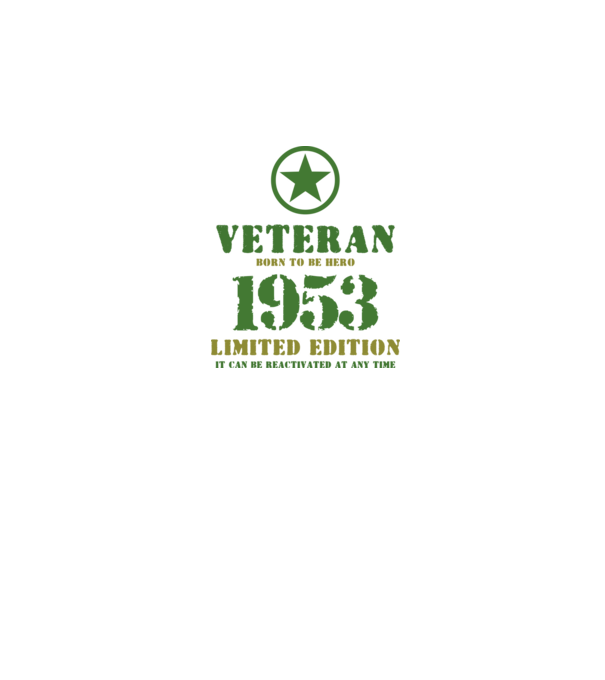 VETERAN, BORN TO BE HERO, SZÜLETÉSNAPI ÉVSZÁM FELIRATTAL 1953 minta szürke pólón