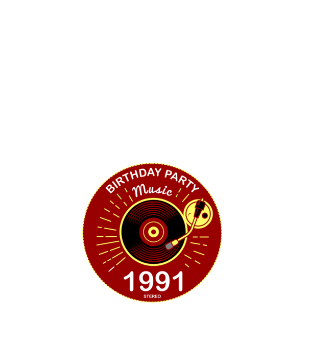 BIRTHDAY PARTY MUSIC, BAKELIT LEMEZJÁTSZÓ 1991 STEREO minta fehér pólón