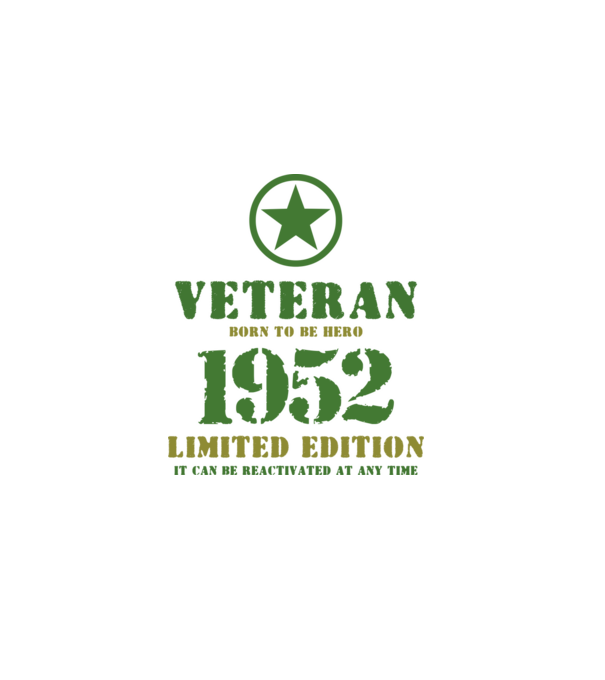 VETERAN, BORN TO BE HERO, SZÜLETÉSNAPI ÉVSZÁM FELIRATTAL 1952 minta sötétkék pólón
