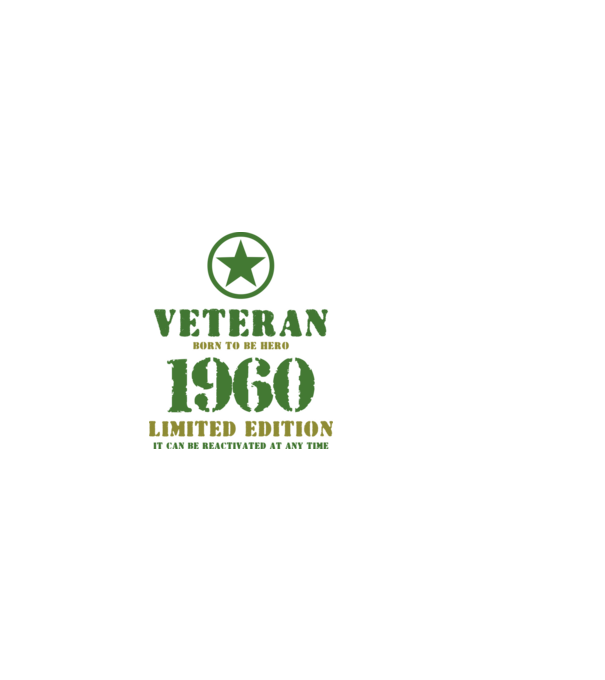 VETERAN, BORN TO BE HERO, SZÜLETÉSNAPI ÉVSZÁM FELIRATTAL 1960 minta fekete pólón