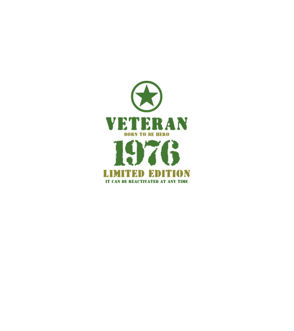 VETERAN, BORN TO BE HERO, SZÜLETÉSNAPI ÉVSZÁM FELIRATTAL 1976 minta királykék pólón
