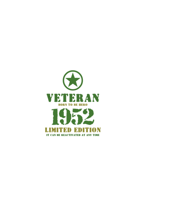 VETERAN, BORN TO BE HERO, SZÜLETÉSNAPI ÉVSZÁM FELIRATTAL 1952 minta fekete pólón