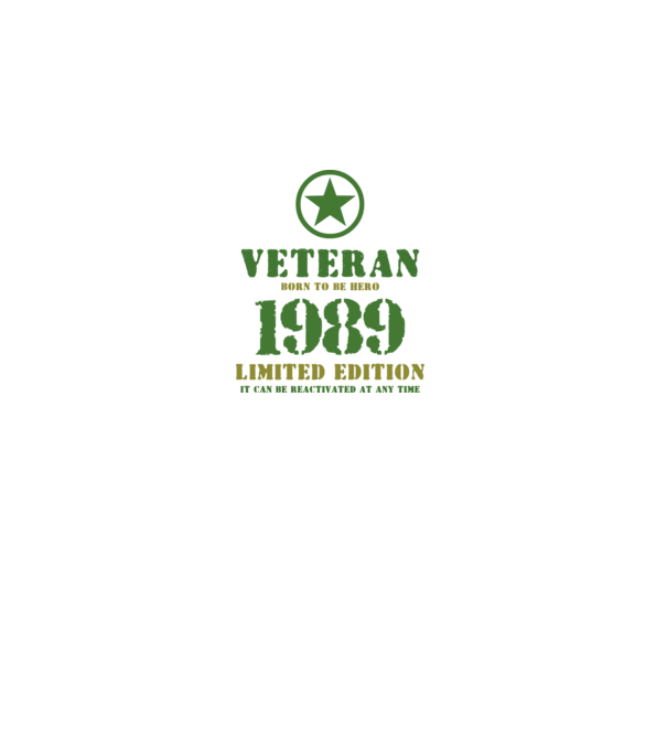 VETERAN, BORN TO BE HERO, SZÜLETÉSNAPI ÉVSZÁM FELIRATTAL 1989 minta fehér pólón