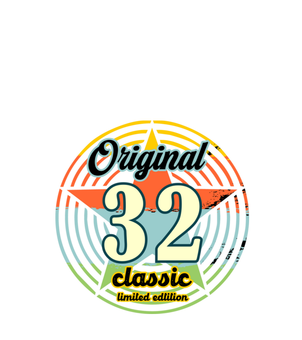 original classic, limited edition, születésnapi embléma, 32 éves minta fekete pólón