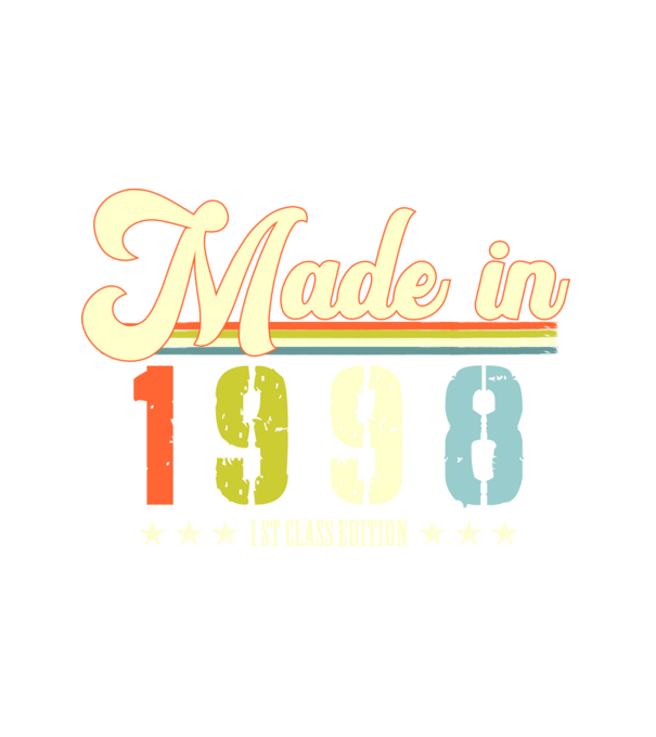 made in 1998, 1st class edition, születésnap, 1998-ban készült minta fehér pólón