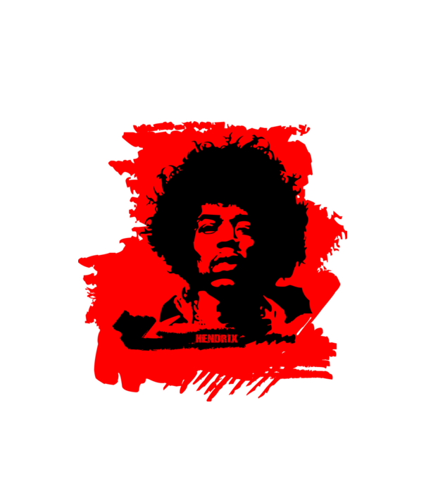 jimmy hendrix,rock&roll klasszikus, rocker, hippie, zenész,amerika,piros minta fehér pólón